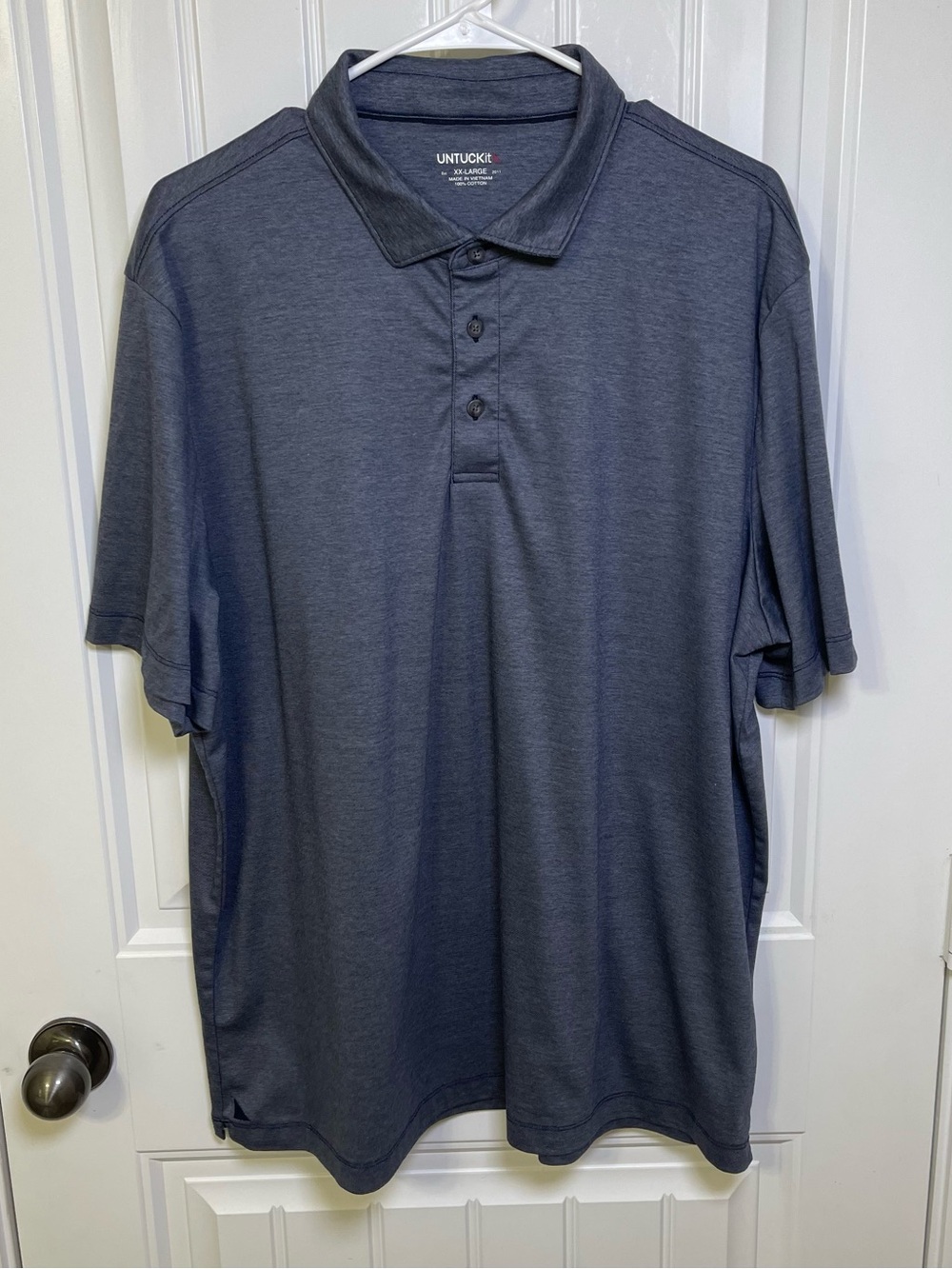 UNTUCKit Men's "Van Der Heyden" Short Sleeve Polo Gray Blue XX-Large 100%Cotton - Picture 2 of 10